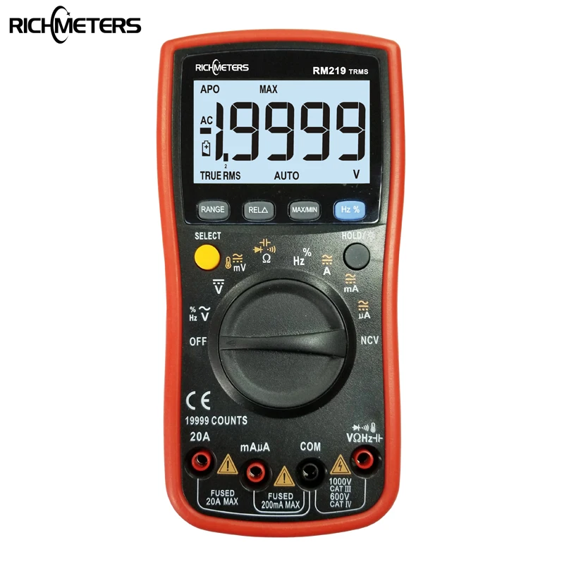 46% de desconto rm219 true-rms 19999 contagens multímetro digital ncv frequência ac dc tensão amperímetro corrente ohm