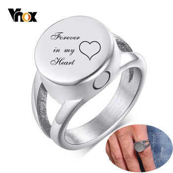 

Vnox Personalized Forever In My Heart Ashes Urn Signet Rings for Men Stainless Steel Custom Memorial Keepsake Gifts