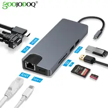 Usb type C к HDMI VGA Gigabit Ethernet Lan RJ45 адаптер для Macbook Air Pro type-C USB-C концентратор картридер USB 3,0 PD порт