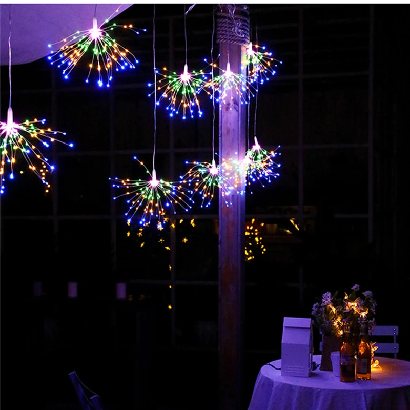 DIY Fireworks LED Light String Waterproof Explosion Colorful Fairy Lamp Garland Party Flashing Lights with Remote Control 8 Mode