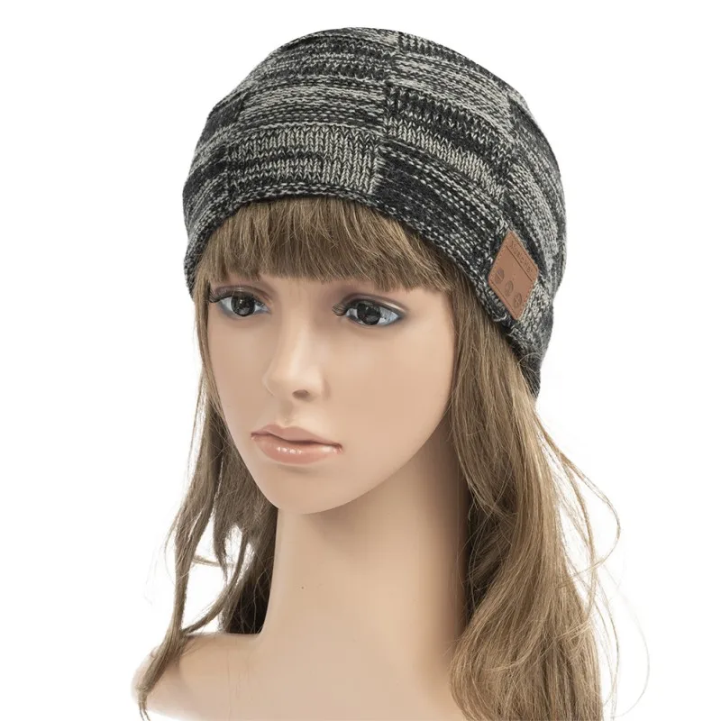 Зимняя теплая Модная трикотажная шляпа ветронепроницаемая шапка головной убор для Bluetooth V5.0 съемные bluetooth-стереонаушники наушники