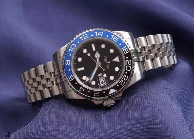 Черный синий красный керамический ободок Мужские автоматические механические часы из нержавеющей стали спортивные сапфировое стекло часы GMT AAA+ 40 мм - Цвет: Black Blue Bezel