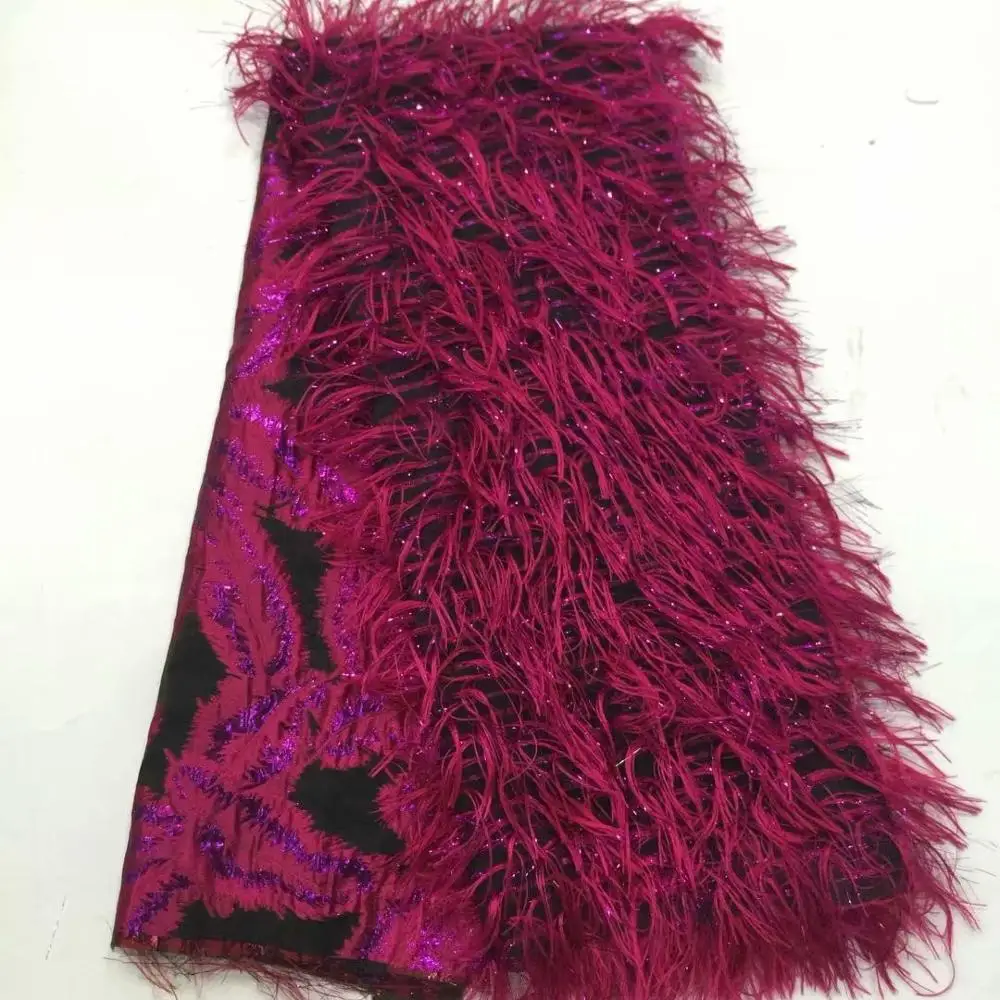 

2020 Latest French Tulle Lace Fabric Fluffy Feather African Lace Fabric Floral Embroidery For Wedding Dress