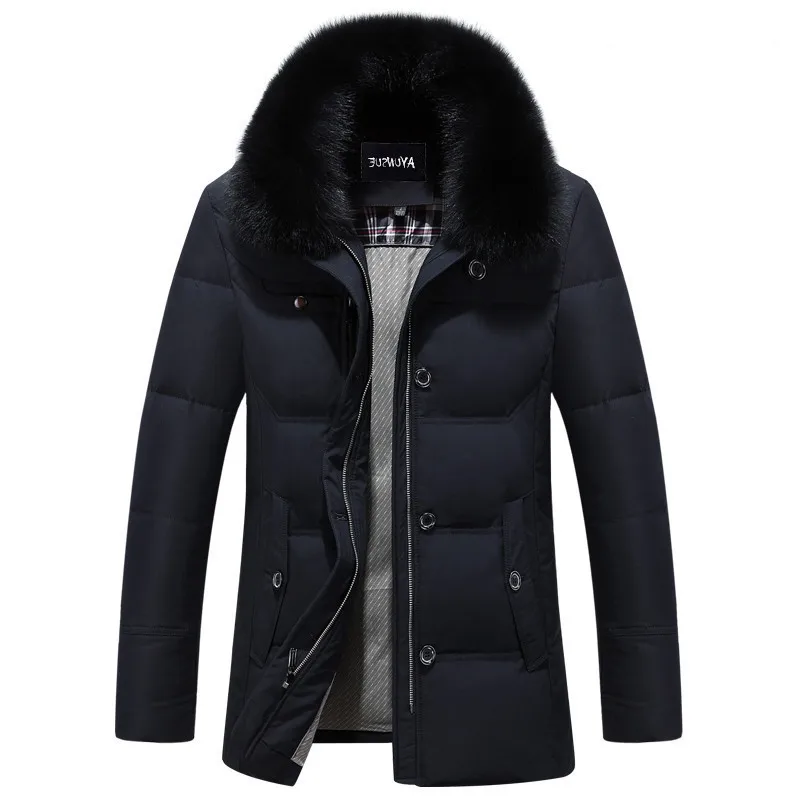

Winter Parka 2020 White Duck Men Thick Casual Coat Pure Fox Fur Collar Warm Down Jacket Plus Size HJ379