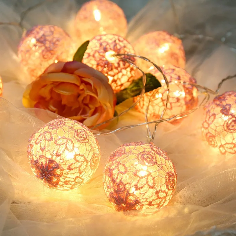 

2017 New Style LED Lace Ball Colorful Lights Flashing Light String Lights GIRL'S Heart Room Bedroom Decorative Lights Cotton Bal