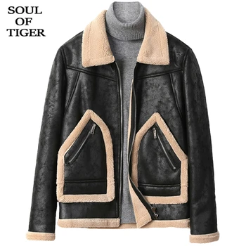 

SOUL OF TIGER 2020 Winter Male Casual Motorcycle Clothes Mens Vintage Faux Leather Jackets Warm Pu Biker Fur Coats Plus Size 5XL