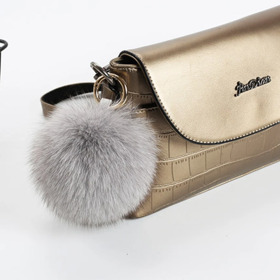 

real fox fur pompom Key Chain for Car Key Ring Handbag Tote Bag Pendant Fluffy Fur Keychain Balls