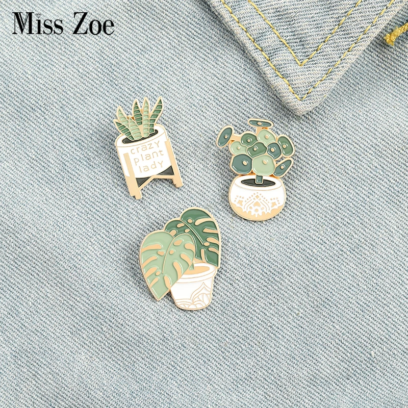 I Love Plant Enamel Pins Custom Sansevieria Monstera Brooches Bag Clothes Lapel Pin Potted