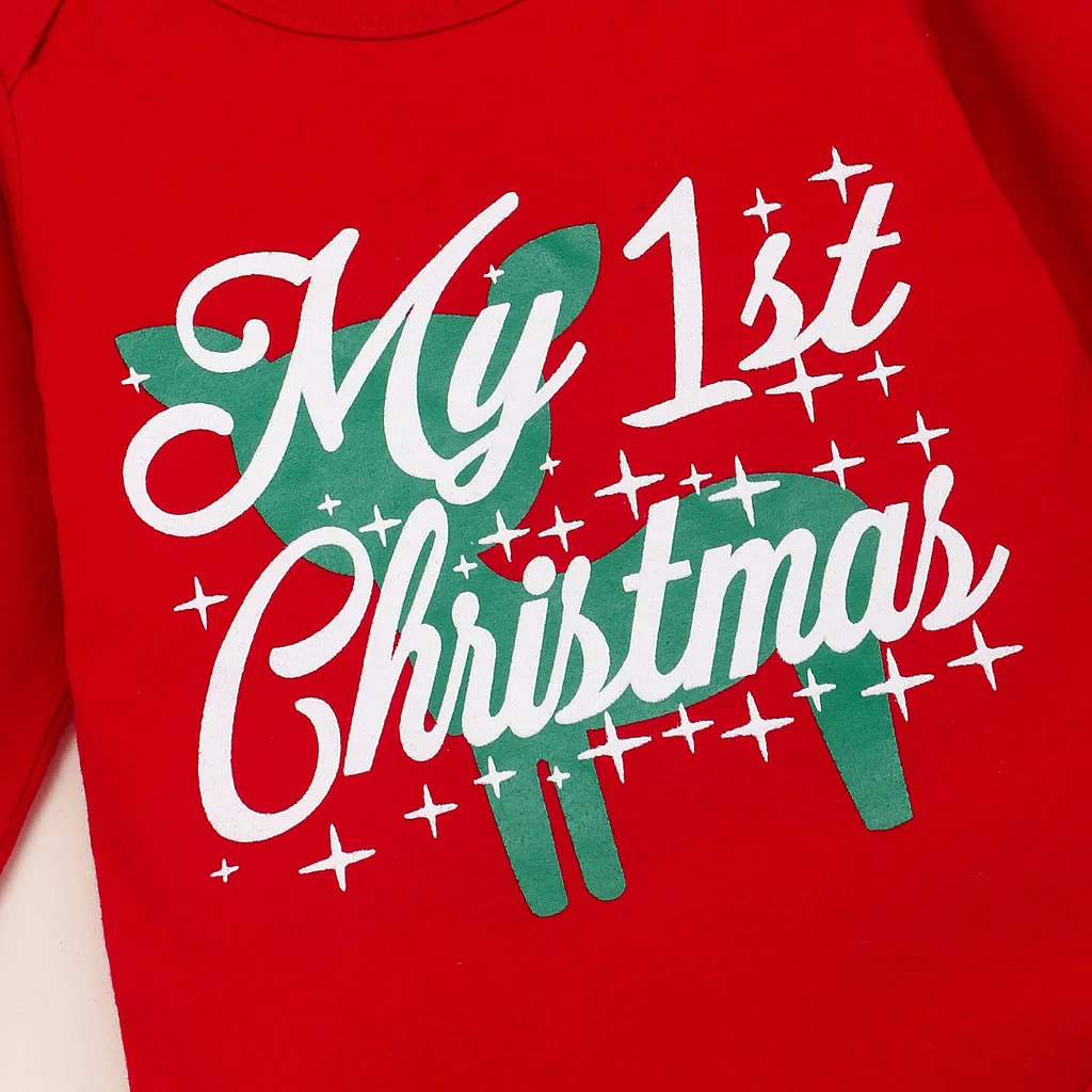 My first Christmas/Одежда для мальчиков и девочек; Рождественский костюм для новорожденных; Одежда для младенцев с длинными рукавами; зимний комбинезон с буквенным принтом