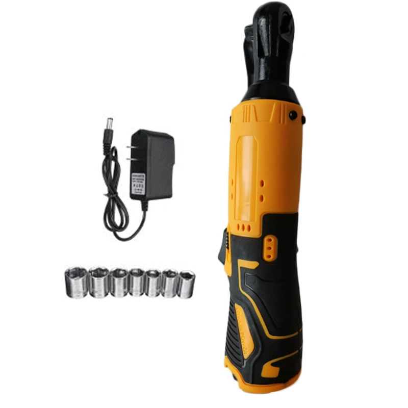 12V 45Nm Wireless Power Ratchet Wrench 3/8 Right Angle Spanner LED Work Light