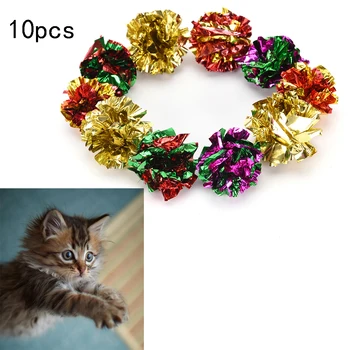 

10Pcs Plastic ring paper in various colors super cheap favorite the cat toy mylar balls crinkle kitten