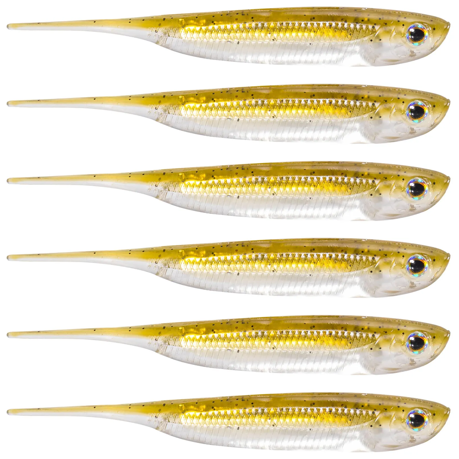 Dr.Fish 6 Stück Angeln Weiche Kunststoffköder Salzwasser Nadelschwanz Silikon Weiche Köder Shad Wurm Köder Swimbaits Bass Forelle 80 mm – Detail 11