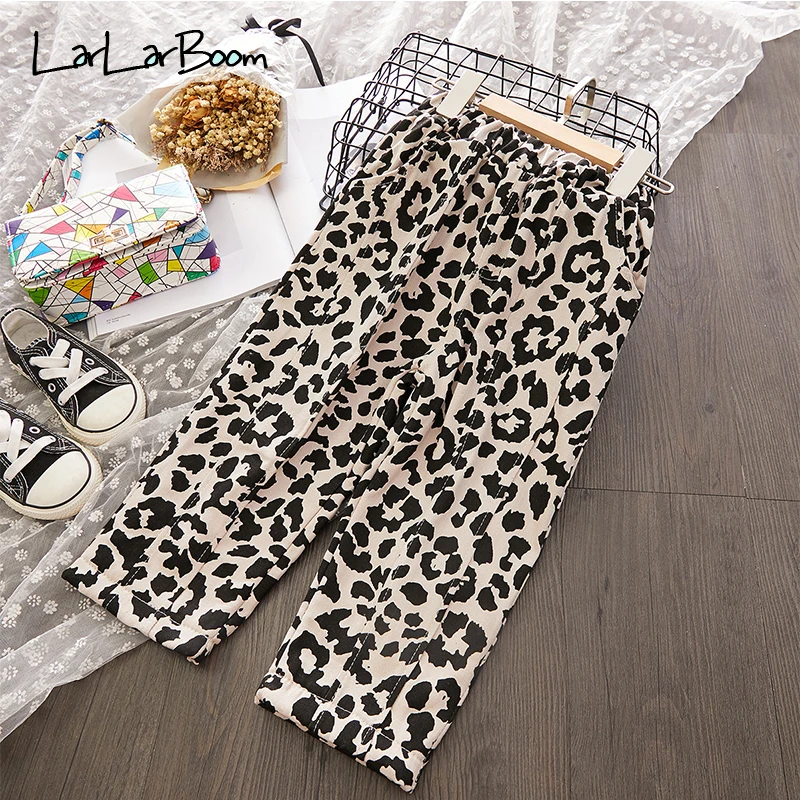 

LarLarBoom Girls Plus Velvet Pants 2019 New Autumn Winter Girls Leopard Pattern Plus Velvet Pants Keep Warm Straight Pants