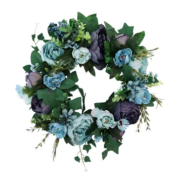 

European-Style Home Wreath Decoration Retro Blue Simulation Peony Rattan... Our Arrangement Wall Wedding Wholesale