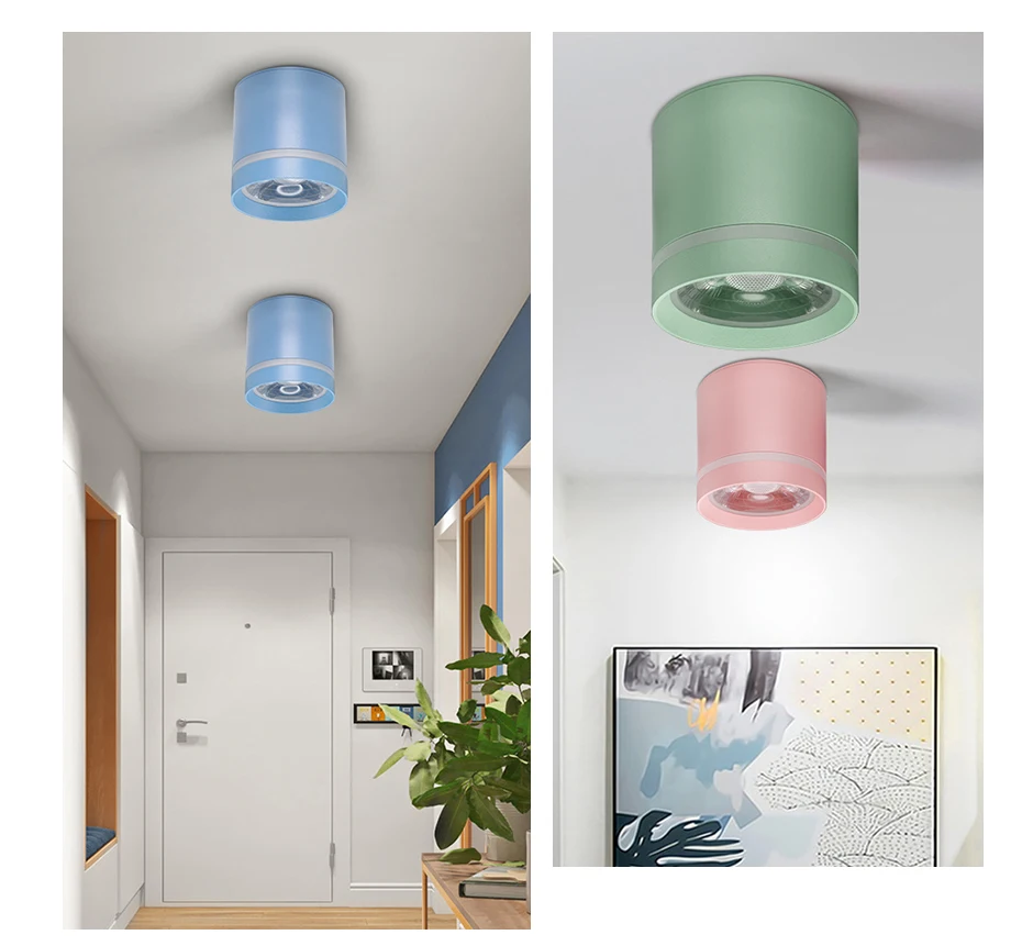 [DBF]Macaroon Aluminum Surface Mounted Ceiling Downlight 7W 10W 12W LED Ceiling Spot Light AC110/220V for Kitchen Living room