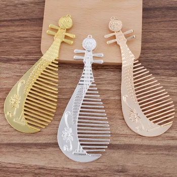 

10pcs Zinc Alloy Metal Casted Big Comb Pipa Charms Decoration Findings DIY Women Bridal Wedding Hair Head Jewelry Accessories