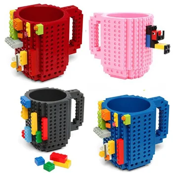 

Milk Coffee Build-on Brick Mug Building Blocks Cups Cool Creative 350ml Cartoon Drinking Water Cup Kids christmas Gift кружки
