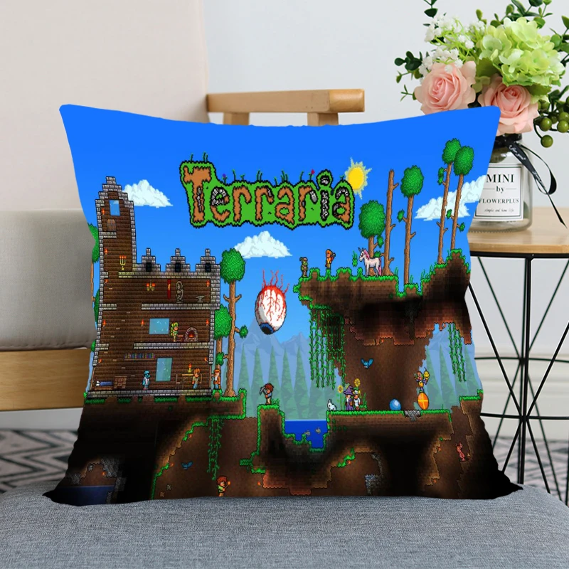 New Nice Terraria Anime Pillow Cover Bedroom Home Office Decorative Pillowcase Square Zipper Pillow Case Satin Soft Cover Pillow Case Aliexpress