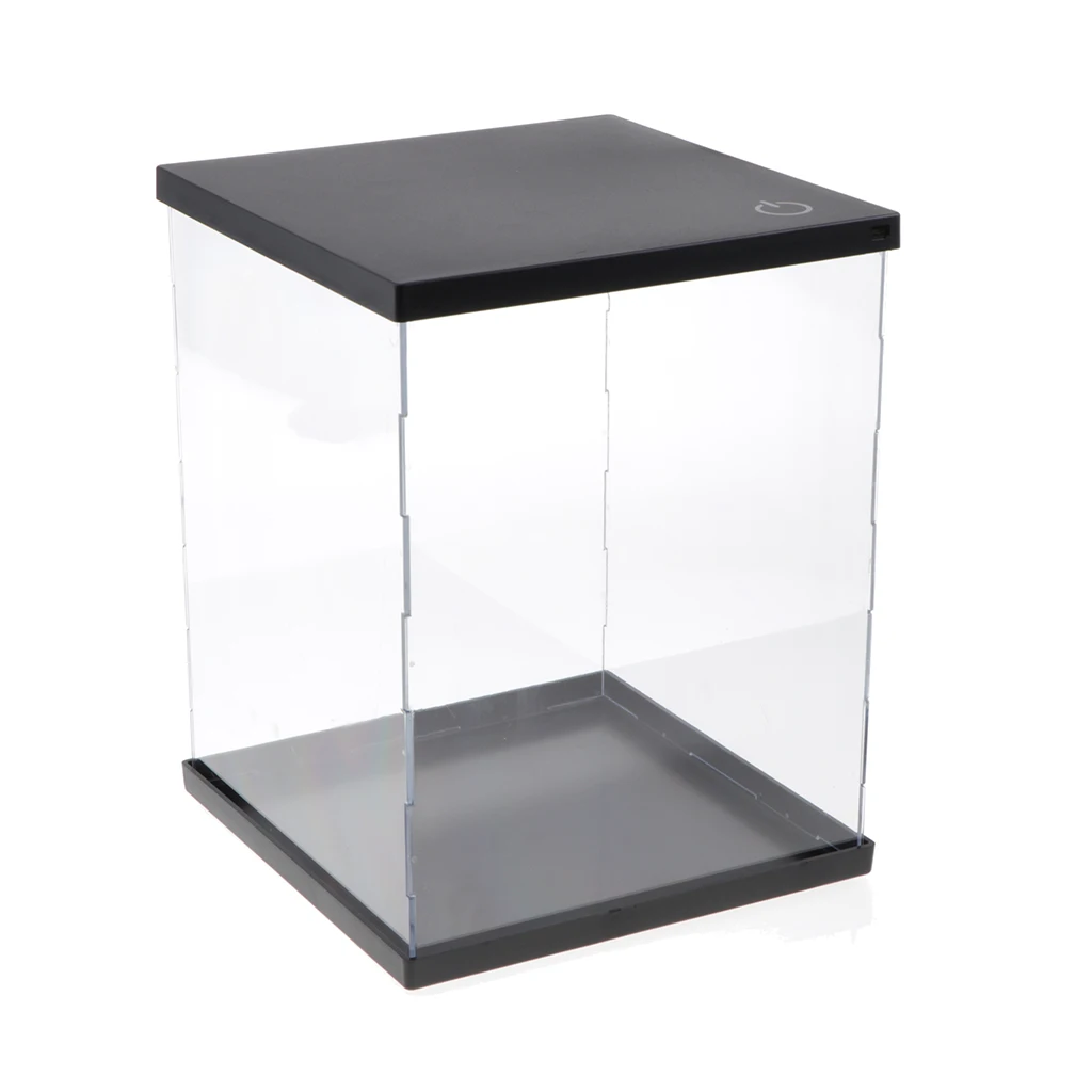 Clear Acrylic Display Case Countertop Box Showcase Organizer Dustproof for Action Figures Collectible Toys (21x21x35cm)