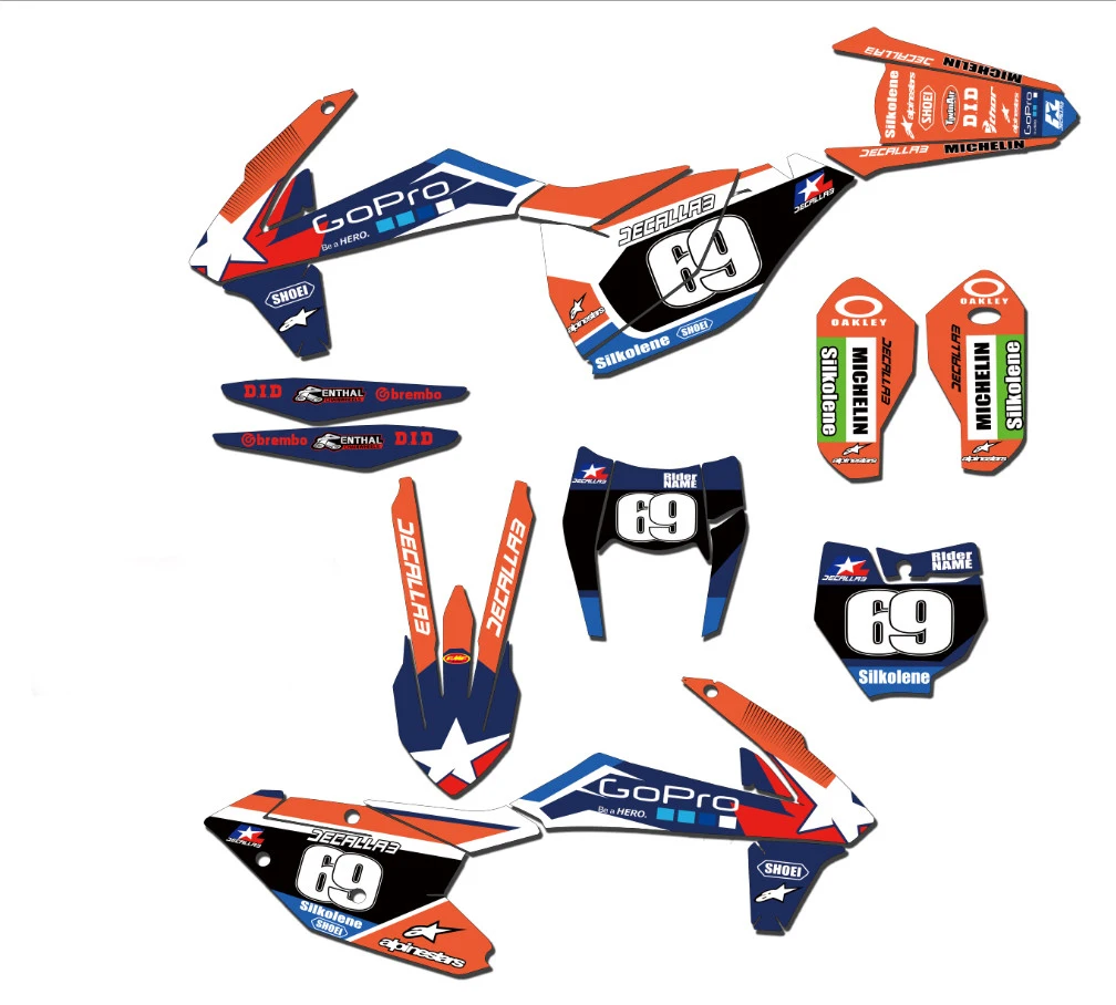 Для KTM графика команды на заказ наклейки для KTM 125 250 300 350 400 450 500 XC EXC XCF SX SXF