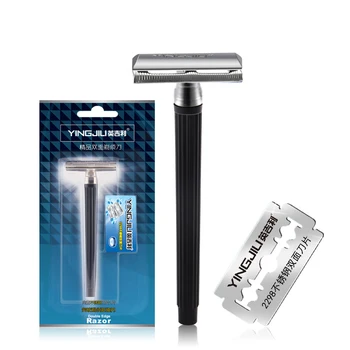 

TFLYSHAVE 1 Razor Handle 1 Razor Men Shaving Classic Manual Shaver Double Edges Safety Razors Metal Traditional Shaver