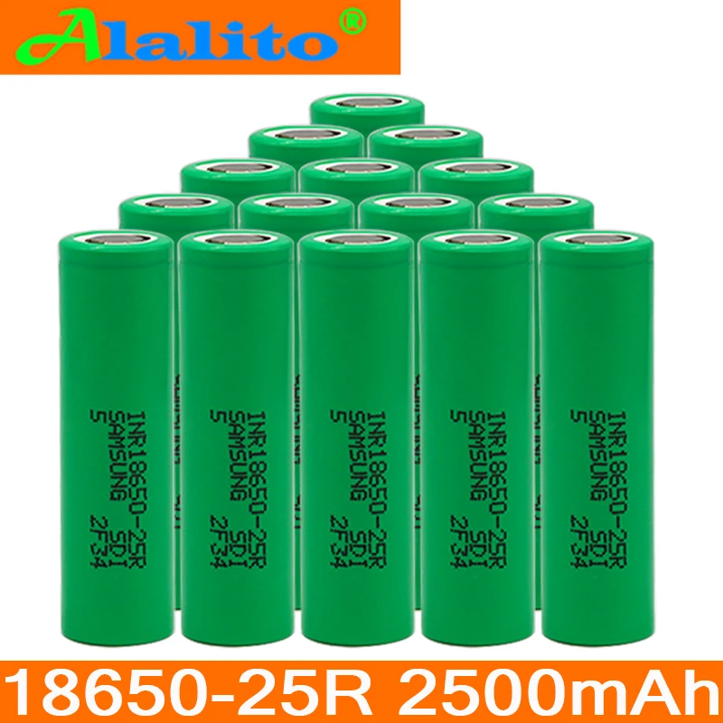 100% оригинальный 18650 батарея 2500 mAh 3 6 V для samsung INR18650-25R 20A разряженная электронная