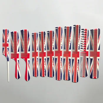 

6pcs/set British Flag Hair Comb Barber Hairdressing Hair Cutting Brush Anti-static Tangle Salon Hair Care Styling Tool G1107