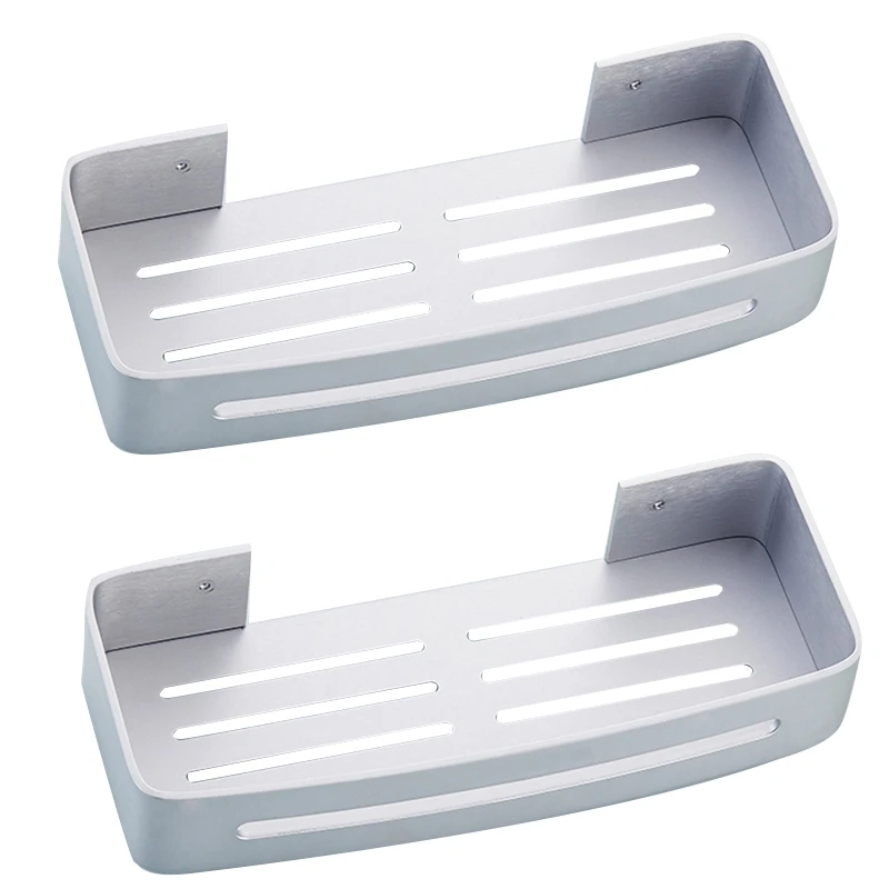 

2Pcs Space Aluminum Bathroom Corner Shelf Cosmetic Rack Wall Mount Storage Rack Bath Towel Rack Toilet Multi-Function Storage Sh