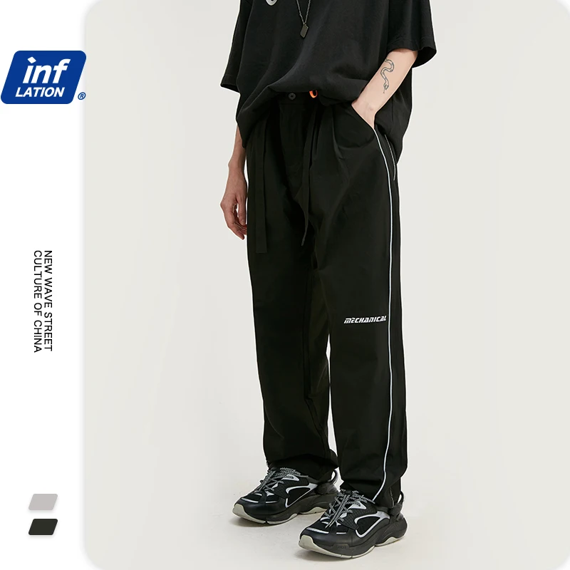 INFLATION Men's Pants Regular Straight Casual Pants 2020 SS Collection Hight Street Fashion Trousers Loose Fit Men Pants 3024S20 INFLATION Men's Pants Regular Straight Casual Pants 2020 SS Collection Hight Street Fashion Trousers Loose Fit Men Pants 3024S20