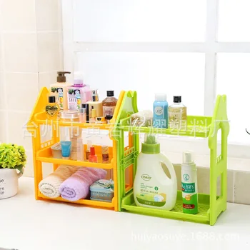

Small House Desktop Storage Shelf Plastic Cosmetics Multilayer Storage Rack Organizing Rack Bathroom Storage Shelves Sundries Ra