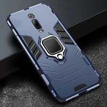 Dla Xiaomi Mi 9 T 9 T Pro Case pancerz PC pokrywa metalowy pierścień uchwyt etui na telefony dla Redmi K20 K 20 Pro pokrywa odporny na wstrząsy trwały zderzak