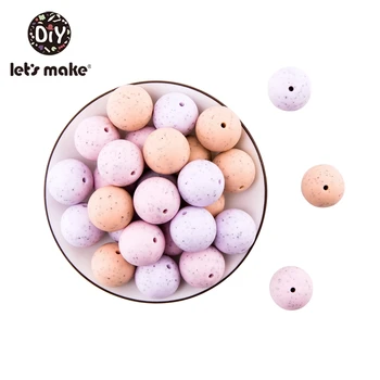 

Let's Make 10pcs/lot 20mm 4-6 months Baby Teether Silicone Beads Toys Granite Style BPA Free Teether Beads Sensory Toys For Baby