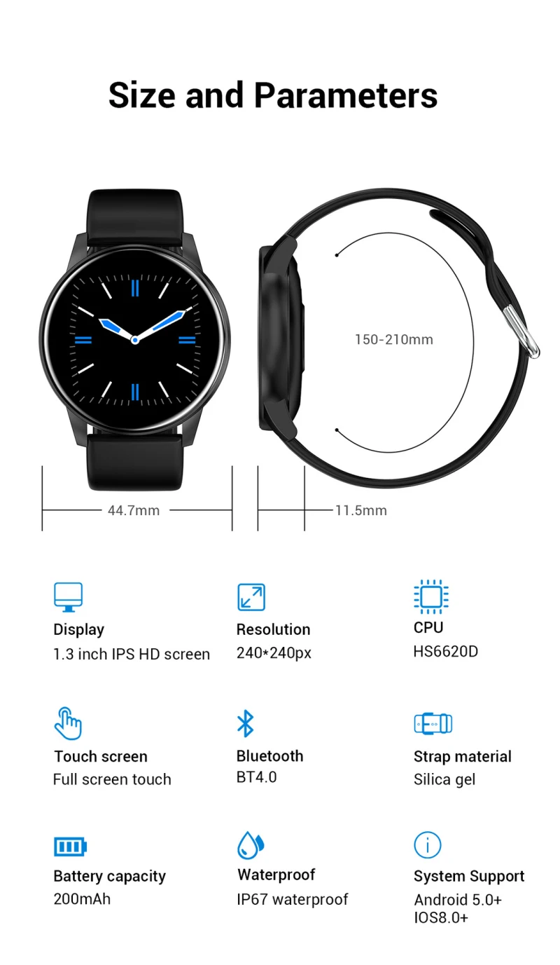 Inteligente para Android Pulseira com Monitor de Freqüência Cardíaca e Previsão do Tempo em Tempo Nova Moda Multifuncional Esportes Relógio Ios Real 1 Eletrônicos
