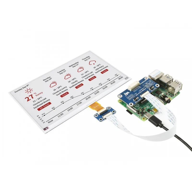 

Waveshare 3-Color 7.5inch e-ink Display e-Paper Monitor Hat for Raspberry Pi 4 / 3 / Zero /Jetson Nano Red/Black/White 800×480