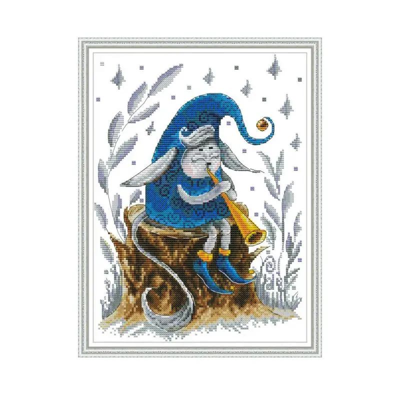 

Trumpeting Sprites Cross Stitch Patterns Stamped Kits 14ct 11ct DIY Handmade Counted Cross Stitch Sets Needlework Embroidery Kit
