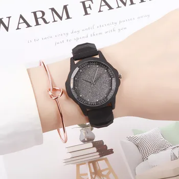 

New Fashion Silicone Strap Women Watches 2019 High Quality Classic Starry Sky Ladies Black Crystal Watch Student Women's Watch
