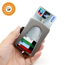 BONAMIE тонкий креативный эластичный зажим кредитный держатель для карт с подарочной коробкой карбоновое волокно натуральная кожа чехол для карт кошелек для мужчин