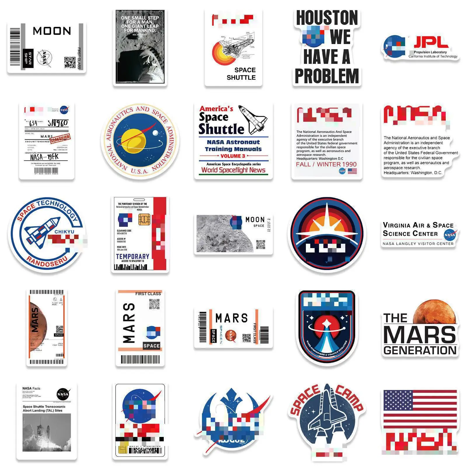 10/30/50pcs  Cartoon Space Agency Astronaut   Skateboard Travel Suitcase Phone Laptop Luggage Stickers Diy Kids Girl Toys