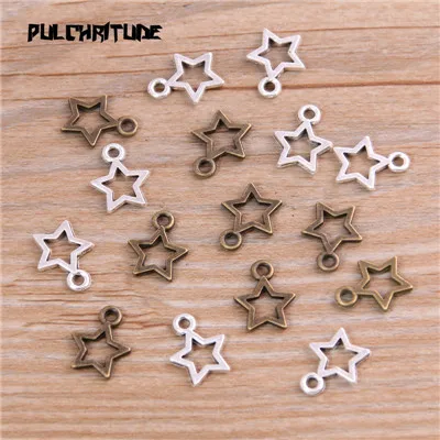two color Pulchrode 60 шт 10*12 мм продукт два цвета мини полые пятиконечные Подвески Ювелирные изделия из металлического сплава маркировка ювелирных изделий - Окраска металла: two color