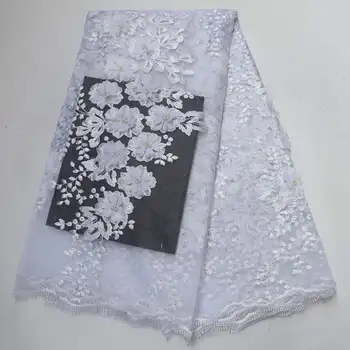 

Latest French Lace Fabric Embroidered Mesh Fabric Beads African Tulle Net Faric 3D Flower Lace Fabric For Women dress FRS04