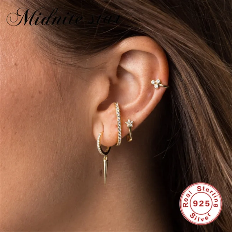 

2019 simple top 925 sterling silver long cz girl's earring gift classic minimal charming earrings stud gift women earring