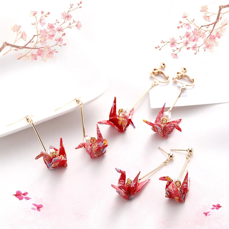 Fashion Zephyr Stud Earrings Red Romantic Crane Pendant Trendy Jewelry For Women Accessories Birthday Gift Charms | Украшения и