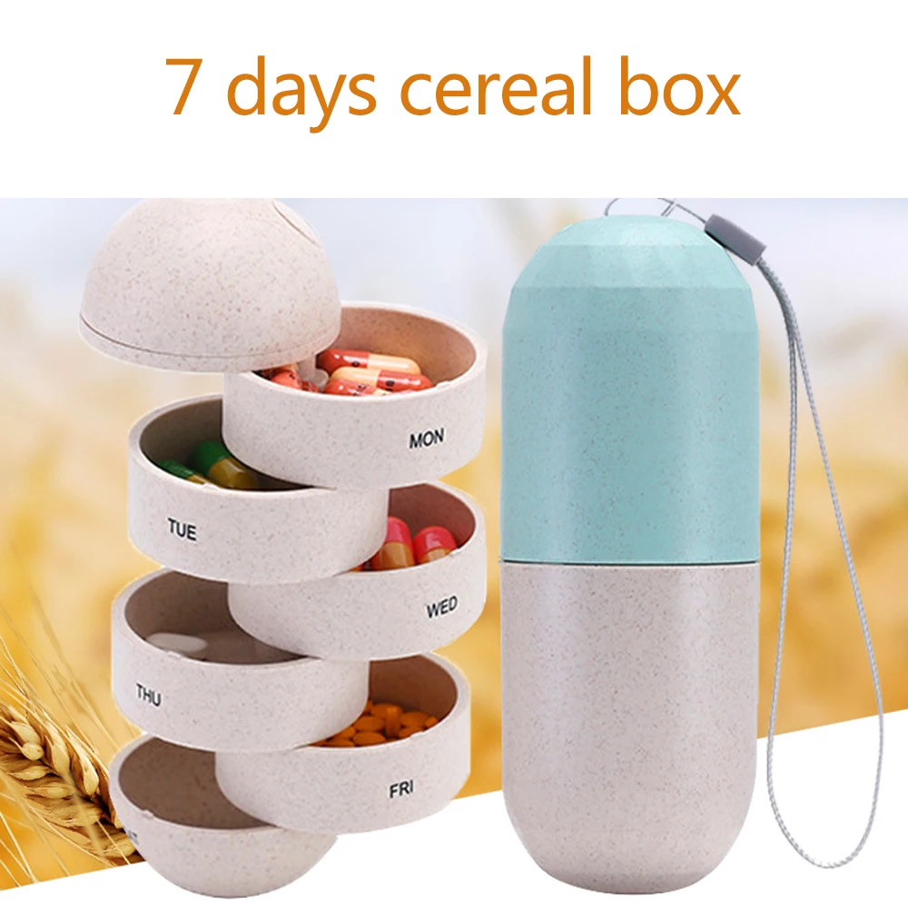 

1PC PP 7 Days Weekly Tablet Pill Medicine Box Holder Storage Organizer Container Case Pill Box Splitters Portable Kit 4