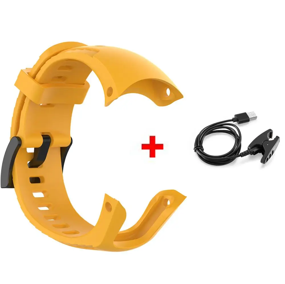 2 в 1 COMLYO Смарт-часы USB зарядное устройство кабель для Suunto 5 Силиконовый Браслет замена Браслет для suunto 5 ремешок для часов - Цвет: Yellow