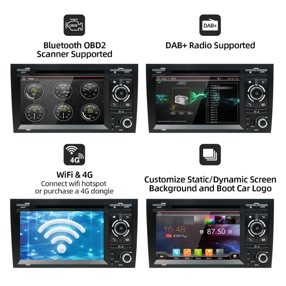 Четырехъядерный 2 Din для Audi A4 B6 B7 S4 RS4 SEAT Android 10 0 GPS Navi SWC Bluetooth Камера Canbus поддержка 4G