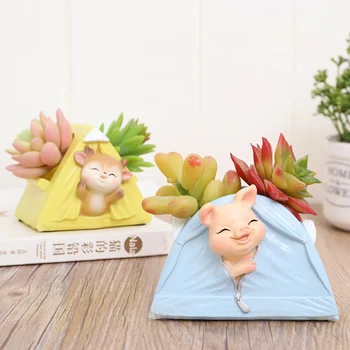 

Resin Animal Flower Pots Mini Bonsai Succulent Planter Ornament Office Desktop Decoration Gifts
