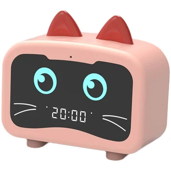 

New-Alarm Clock Radio with Bluetooth Cat Ears Speaker, Digital FM Radio, Hands Free HD Call, USB Charging Port for Heavy Sleeper