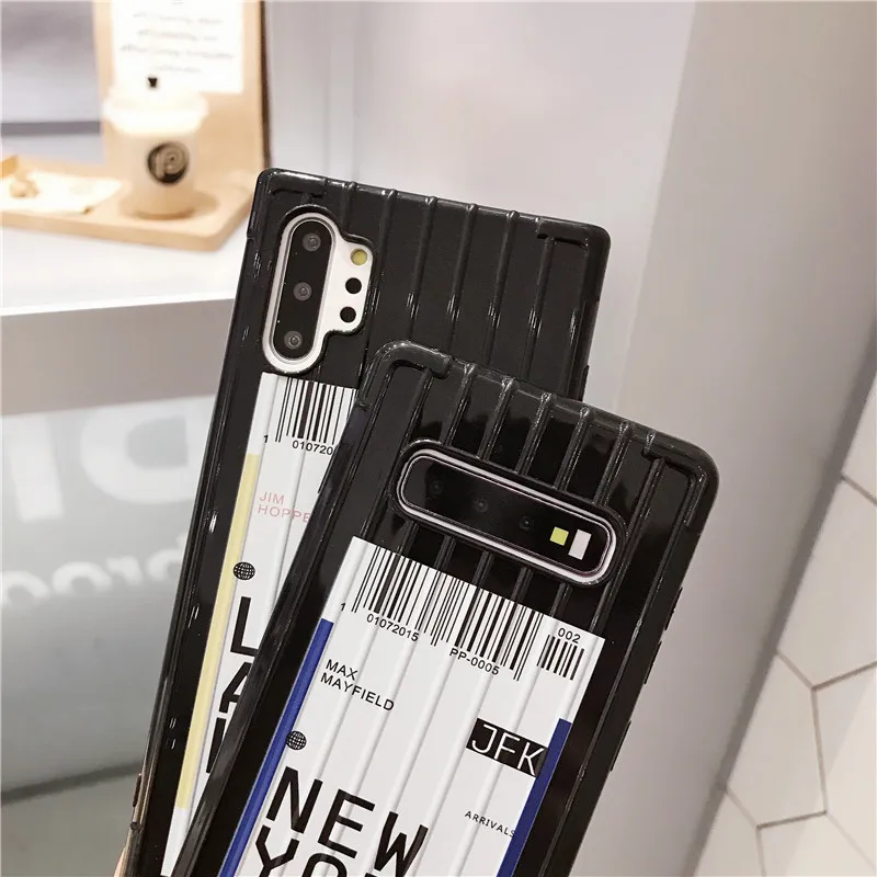 DCHZIUAN черный багажный ярлык с буквами чехол для samsung Galaxy Note 10 Note 9 S8 S9 S10 Plus мягкие, тонкие, из термополиуретана чехол для телефона