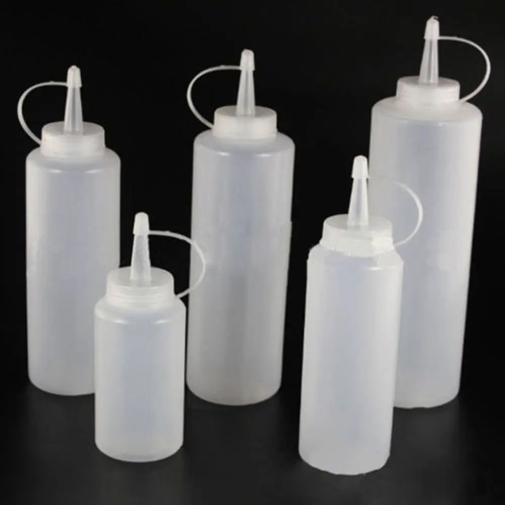 Syrup Dispenser Condiment Bottles Jam Squeeze Bottles 200/320/450/750ml Squeeze Bottle Chocolate Dispenser With Cap Cake Decorating Tool Bread Baking Dessert Condiment Bottle