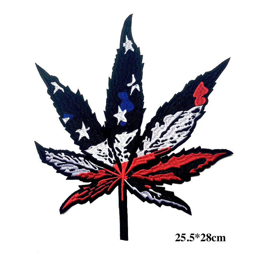 

1Piece Big Hemp Leaf Patches Iron on Applique Patches for Clothing Fashion Brand T-shirt Handbag Patch Applique LSHB788